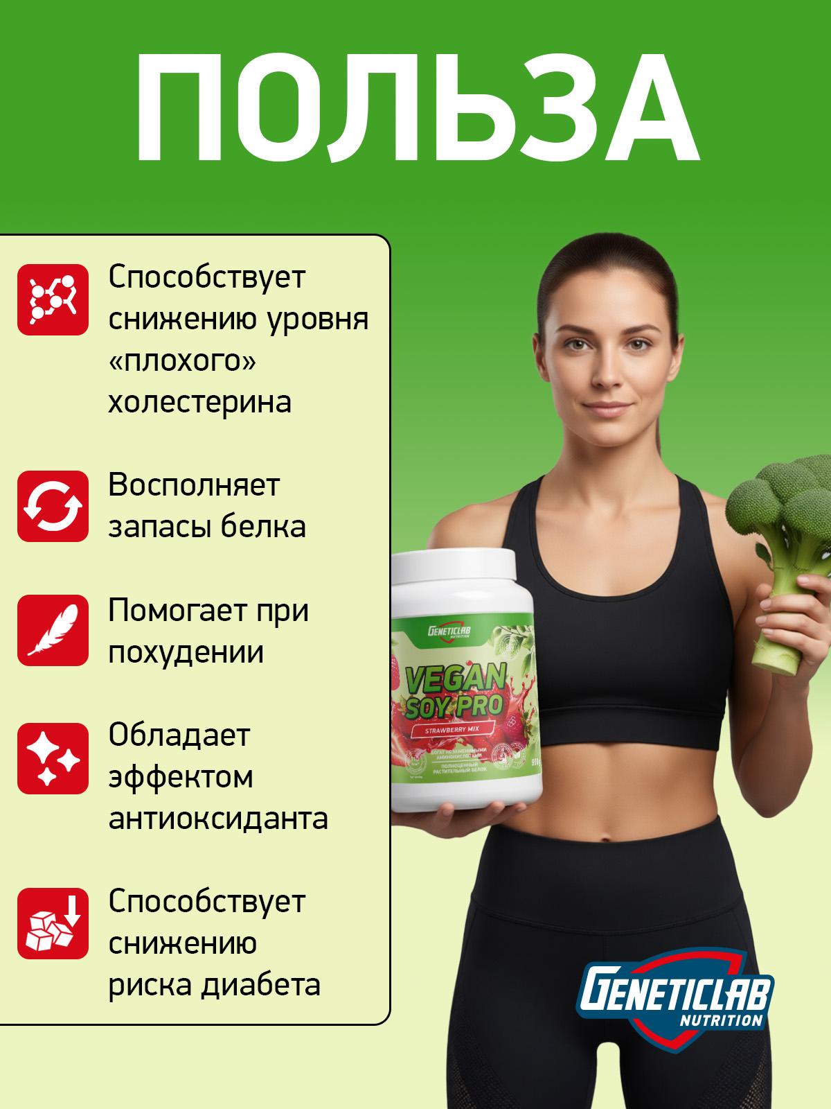 Соевый протеин VEGAN SOY PRO 900 г Клубничный микс для спорта и фитнеса – фото №  4