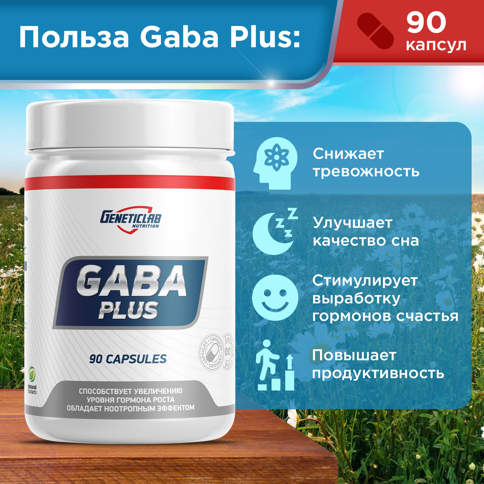 Габа GABA PLUS 90 капсул для спорта и фитнеса – фото №  2