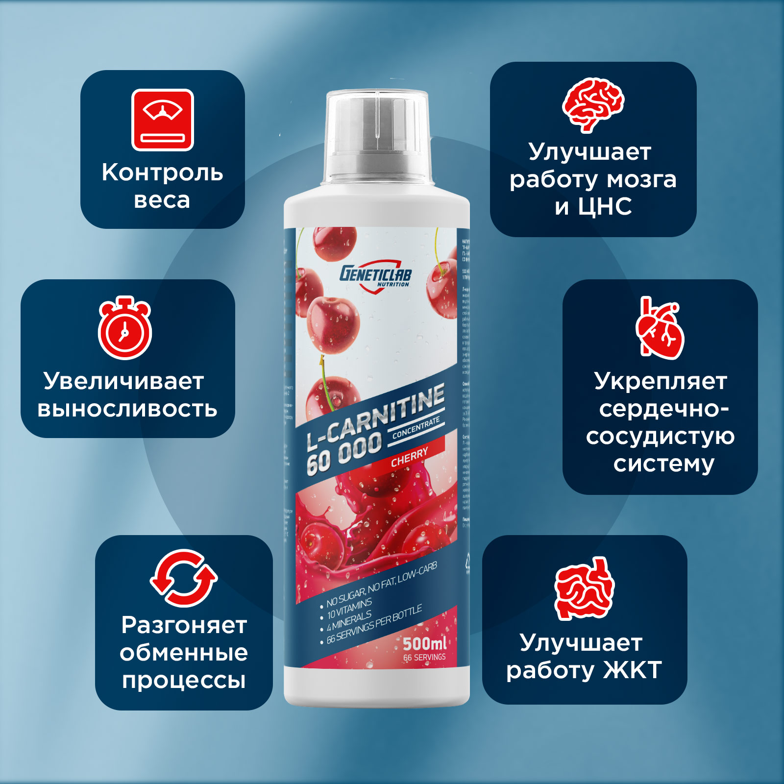 Л-Карнитин L-CARNITINE concentrate 500 мл Вишня для спорта и фитнеса – фото №  1