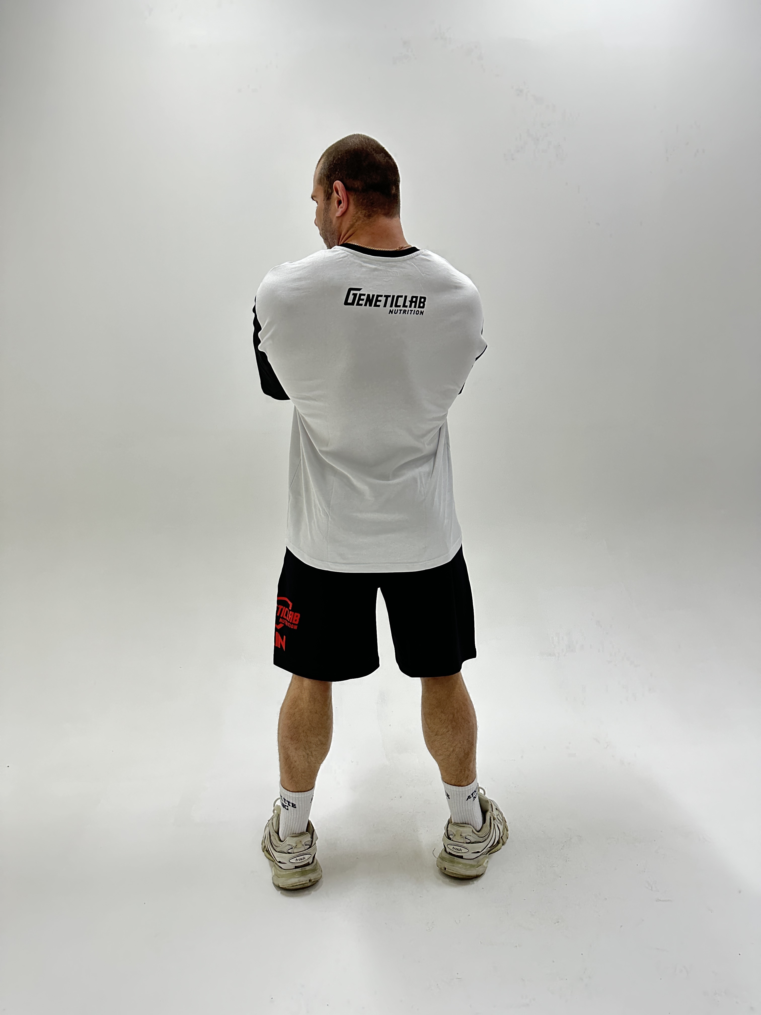 Футболка Genetic Lab T-Shirt 300 Logo G White & Black Sleeve, L-XL для спорта и фитнеса – фото №  5
