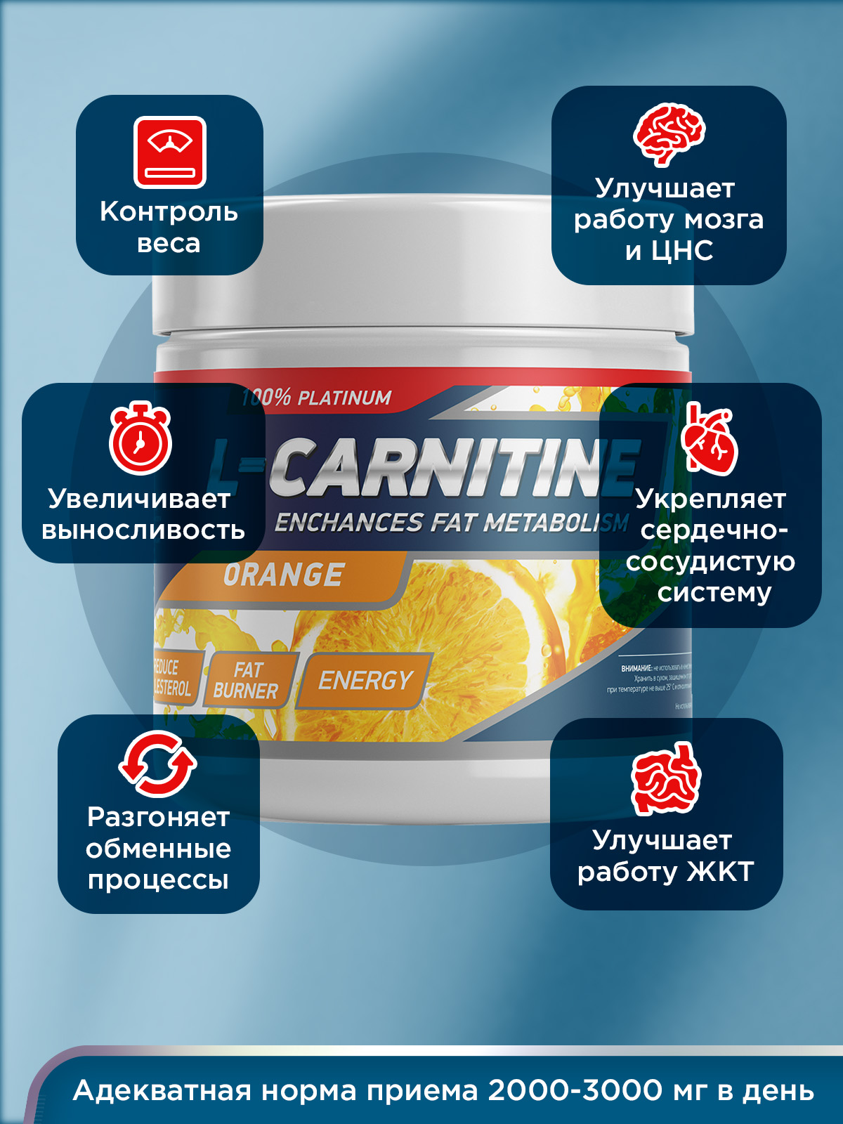 GeneticLab • Жиросжигатель CARNITINE 150 g Апельсин