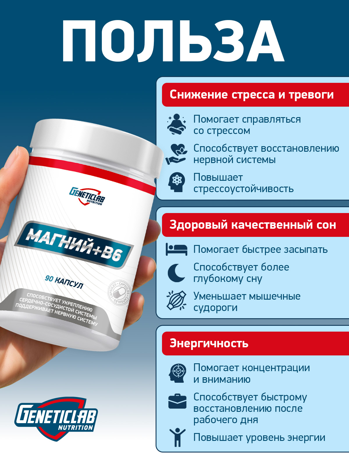 Магний +B6 90 капсул для спорта и фитнеса – фото №  3