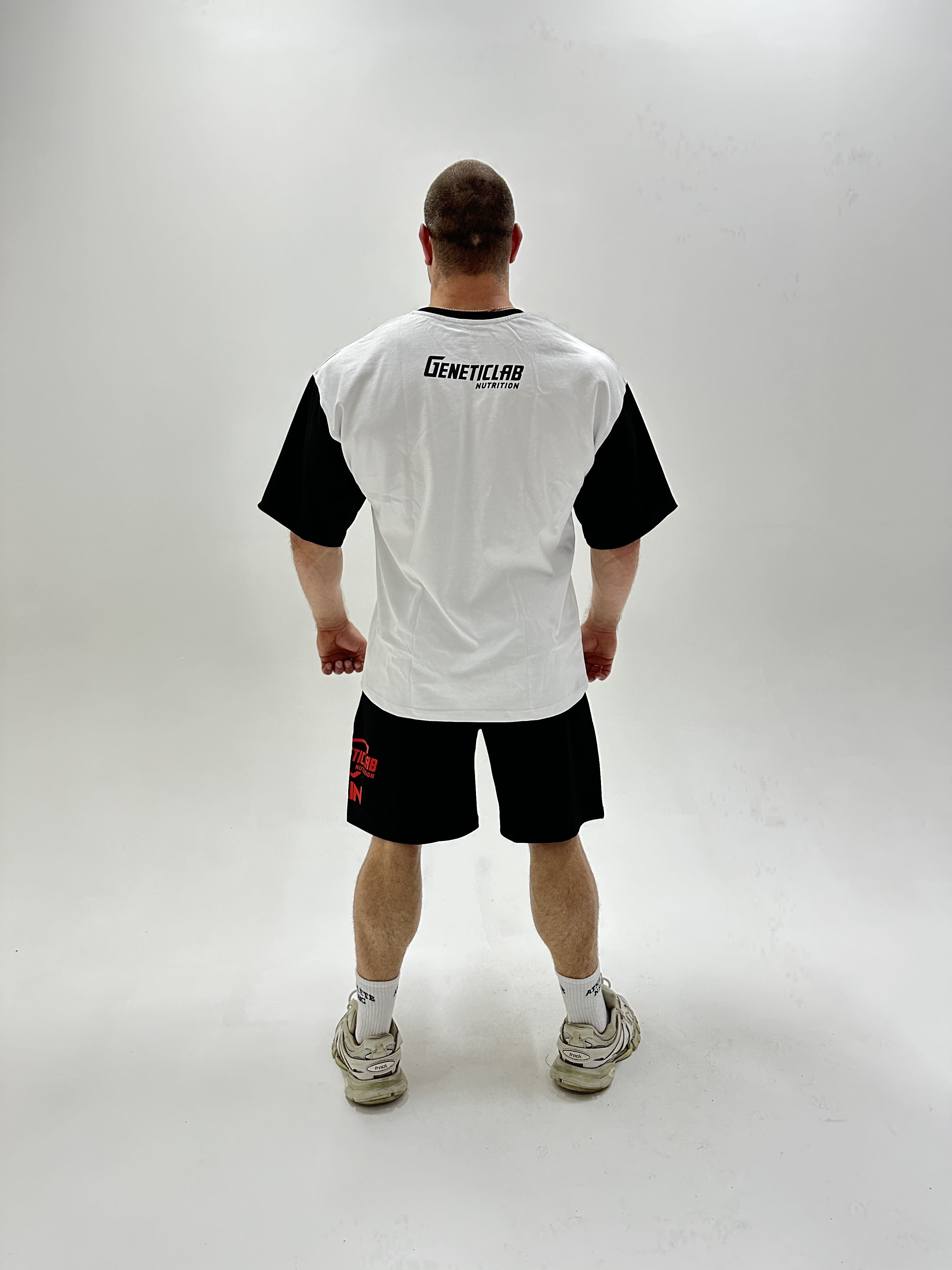 Футболка Genetic Lab T-Shirt 300 Logo G White & Black Sleeve, XL-XXL для спорта и фитнеса – фото №  3