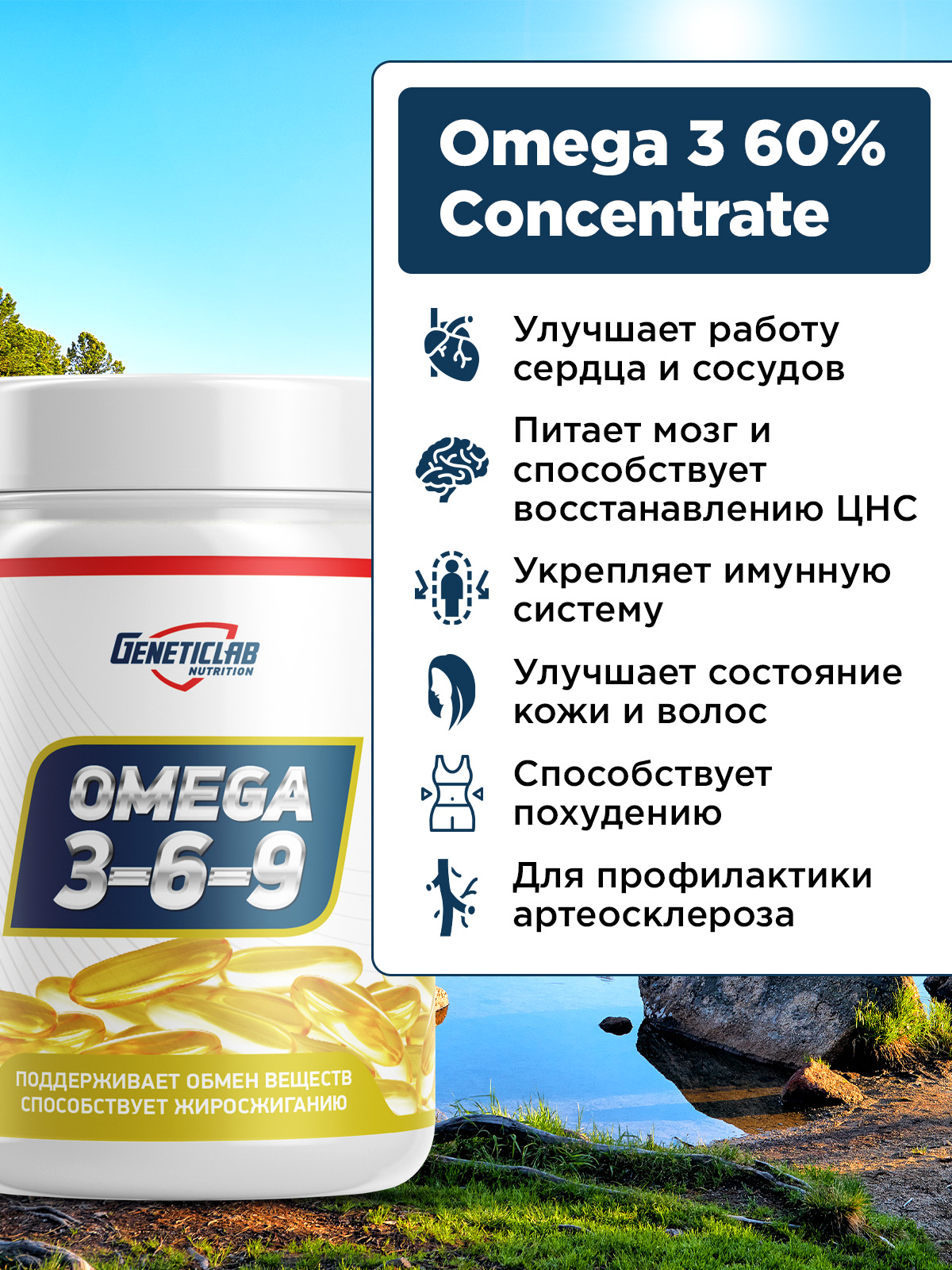 GeneticLab • Омега-3 OMEGA 3-6-9 90 капсул