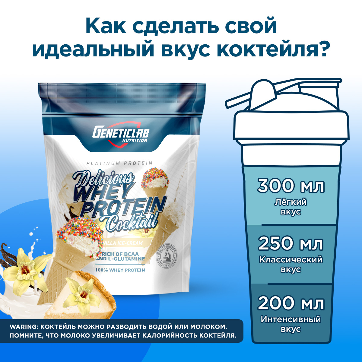 Сывороточный протеин DELICIOUS WHEY PROTEIN COCTAIL 900 г Ваниль для спорта и фитнеса – фото №  3